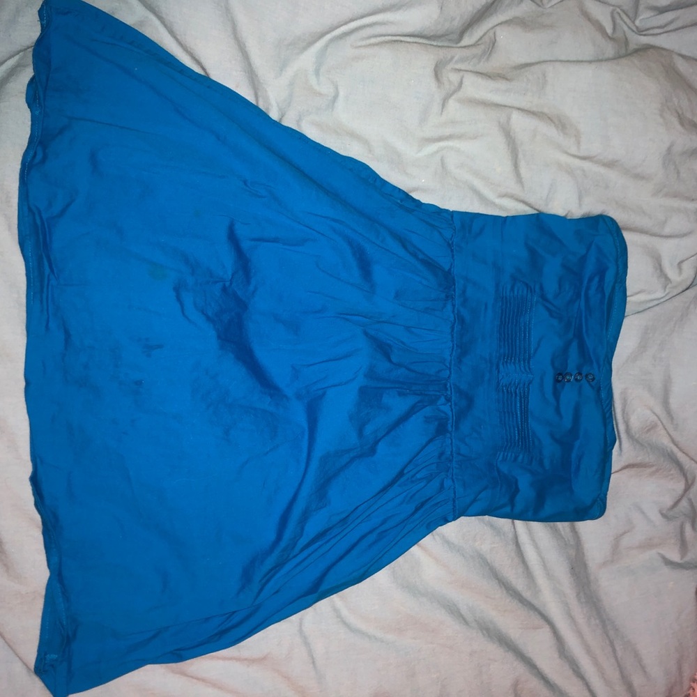 Blue strapless dress
